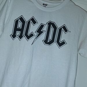 AC/DC White Graphic Band Tee - Men's Crew Neck Shirt